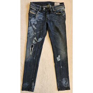 Diesel Jeans Women Nevy 26 Skinny Distressed Grunge Skater Stretch (26x30)